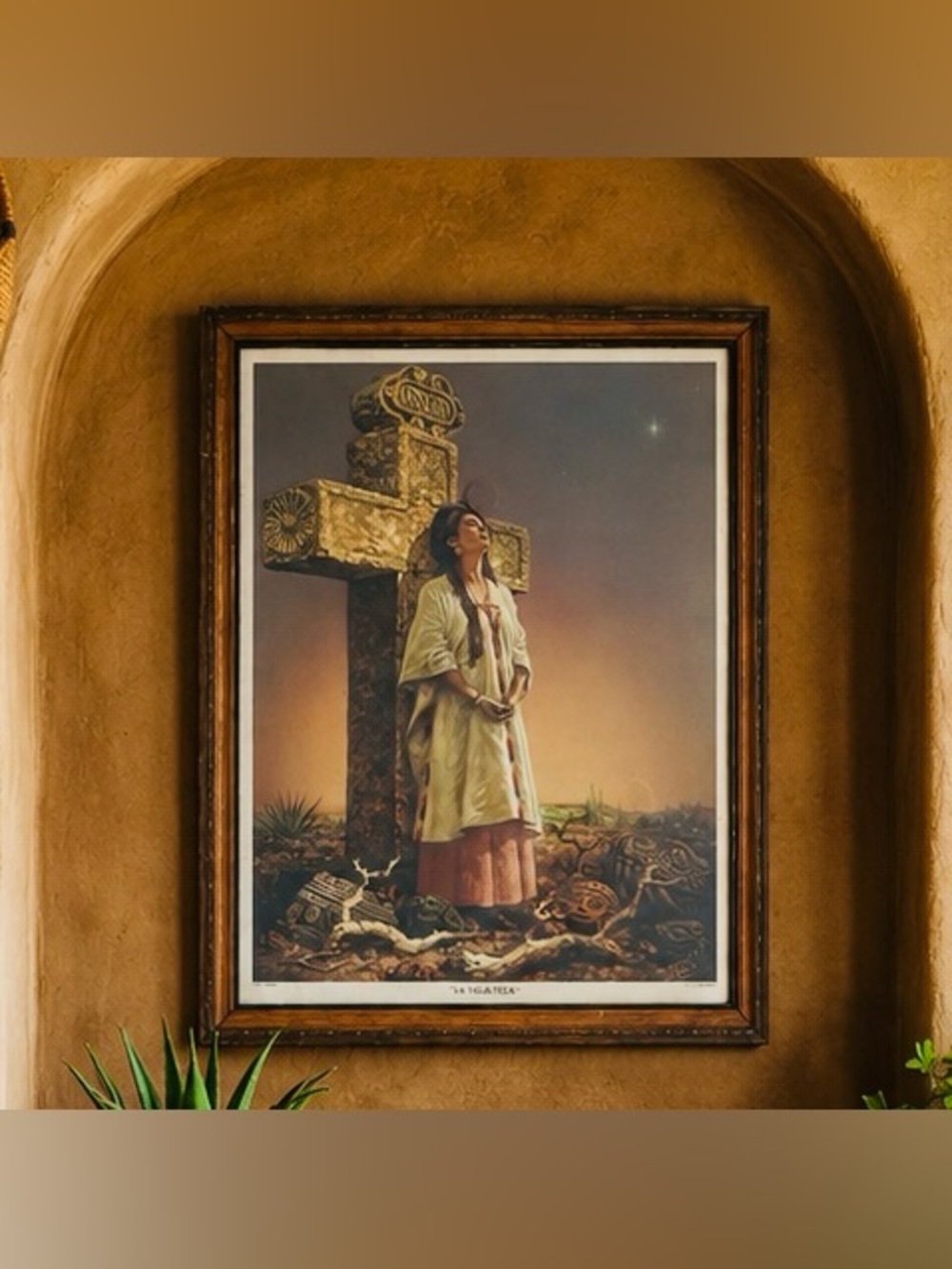 Original Vintage Antique Jesus Helguera Fine Art LA YALALTECA Print Mexico Made